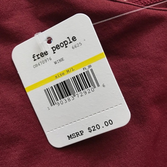 FREE PEOPLE Skinny Strap Brami Crop Top WINE NWT - Picture 4 of 7